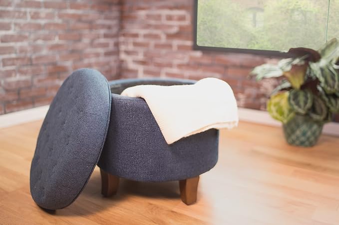 HomePop by Kinfine Fabric Upholstered Round Storage Ottoman - Image 10