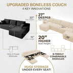 Upgrade Boneless Couch with Storage, Extra Deep&High Seat Modular Sectional - Image 6