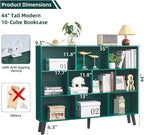 LEYAOYAO 10 Cube Bookshelf, 3 Tier Vintage 55" Wide Bookcase - Image 2