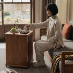 Sofas Chinese Style Wooden Sofa Side Table Tea Cabinet Mobile Tea Side Cabinet - Image 7