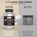 Nicpro Metallic Silver Acrylic Paint, 8.45oz/250ml Silver Leaf Paint, Non Toxic - Image 6