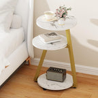BEWISHOME Round End Table Marble Side Table - Image 4
