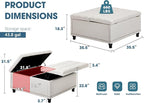36" Large Square Ottoman with Storage, Tufted Upholstered Storage Ottoman with - Image 2
