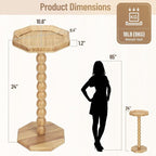Natural Rattan End Table, Boho Solid Wood Octagon Side Table - Image 2