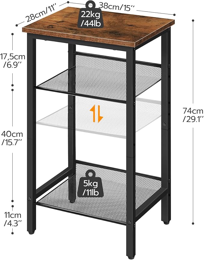 HOOBRO Side Table, 3-Tier Tall End Telephone Table - Image 3