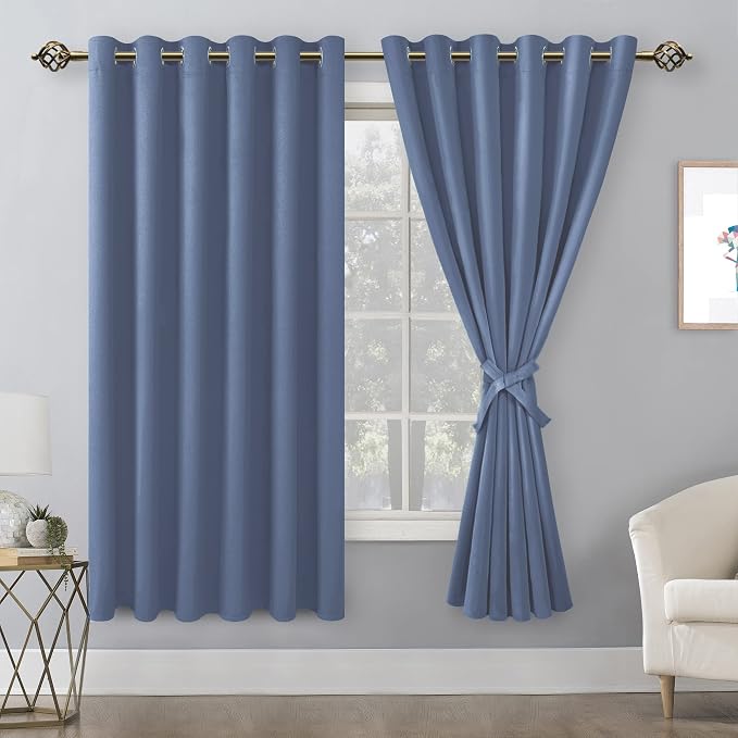 Grommet Blackout Curtains for Bedroom, 70 x 63 Inches, Window Drapes, Living - Image 8