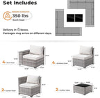 ovios 12 Pieces Patio Furniture Set, Outdoor Wicker Sectional Sofa - Image 8