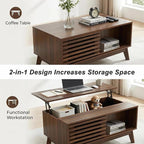 Lift Top Coffee Table with Storage 35 in, Mid Century Modern Living Room Table - Image 8
