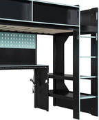 Modern Gaming Loft Bed with Built-in Desk, LED Lighting & Charging Hub –Twin - Image 7