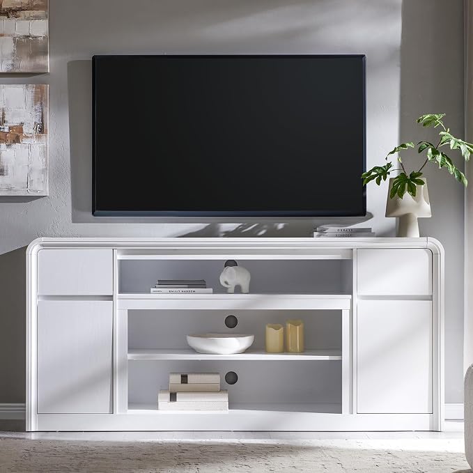 Modern TV Stand for 80 Inch TVs, Media Console Cabinet w/Soundbar & Adjustable - Image 6