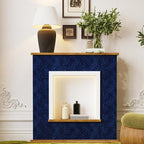 Navy Blue Curshed Velvet Wallpaper Self Adhesive Felt Fabric - Image 5