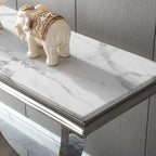 Henf 47" Marble Console Table Modern White Faux Marble Entryway Table - Image 7