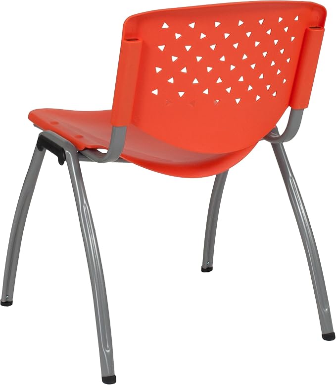 Flash Furniture HERCULES Series 880 lb. Capacity Orange Plastic Stack Chair - Image 8