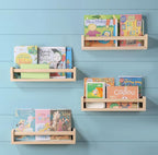 Nursery Room Shelves Set of 4, Wood Floating Book Shelves - Image 4