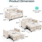 LINSY Sleeper Sofa Bed, Small 3 in 1 Convertible Loveseat Sleeper Couch - Image 2