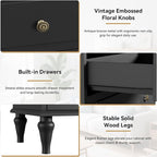 Black Dresser for Bedroom with 5 Drawers, Vintage Tall Dresser with Smooth - Image 4