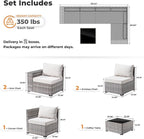 ovios 6 Pieces Patio Furniture Set, Outdoor Wicker Sectional Sofa - Image 7