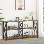 LVB Wood Console Table, Long Metal Entryway Table Behind Couch, Large Narrow 3 by LVB