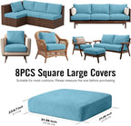8Pcs Outdoor Cushion Covers, Stretch Patio Furniture Couch Chair Slipcovers | - Image 2