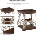 26.2'' 2-Tier Square End Table Marble Paper Top Coffee Table - Image 4