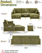 Karl home 99.6" Sectional Sofa, U-Shaped Chenille Upholstered Couch - Image 2