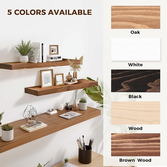 36x8x1.6 inch Floating Shelves Set of 2 – Solid Wood Rustic Brown Wall Mounted - Image 8