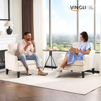 VINGLI Linen Fabric Accent Chairs Set of 2, Comfy Sofa Chair Living Room - Image 9
