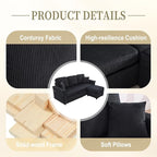 L-Shaped Sectional Sofa with Storage & Movable Ottoman, Corduroy 3 Seater - Image 5