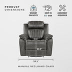 Lexicon Recliner Chair, Home Theater Seating, Manual Polished Microfiber - Image 4