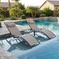 PURPLE LEAF Patio Chaise Lounge Set of 3 Outdoor Lounge Chair Beach Pool by PURPLELEAF