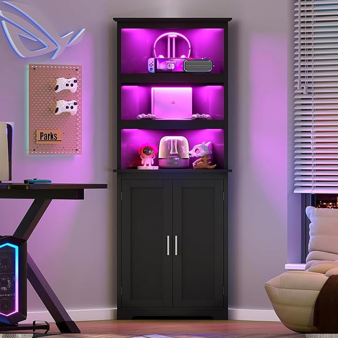 TEENFON Corner Cabinet, Tall Corner Hutch - Image 5