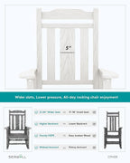 SERWALL Oversized Rocking Chair Outdoor, HDPE Outdoor Rocking Chair - Image 6