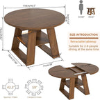 43.3in-59in Extendable Round Dining Table - Image 2