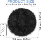 15.7 Inches Mini Black Round Faux Fur Sheepskin Area Rug, Fluffy Small Circle - Image 2