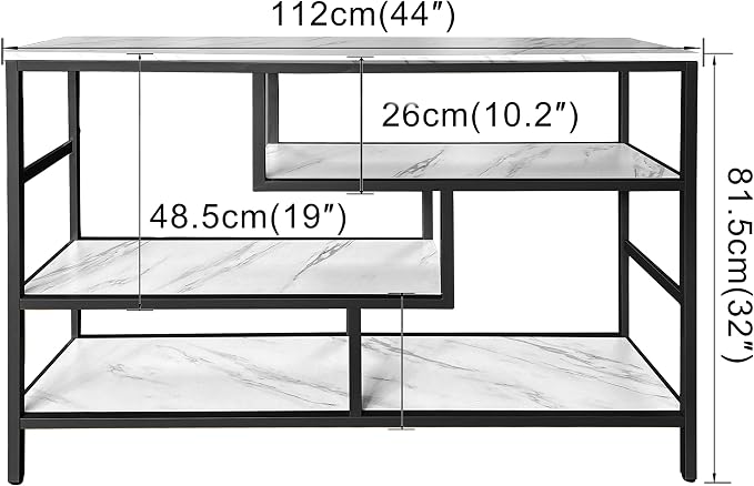 AT-VALY Console Table with Storage Shelves, Sofa Table Entryway Table with Faux - Image 3
