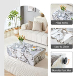 Faux Marble White Coffee Table, Rectangle MDF Living Room Table, Center Table - Image 7
