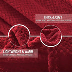 Exclusivo Mezcla Soft Waffle Fleece Bed Blanket Twin Size, Deep Red | - Image 7