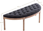 Kmax 55" Upholstered Bench Tufted Fabric Bench Vintage Semi-Circle Entryway - Image 2