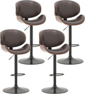 KCC Bar Stools Set of 4, Swivel Adjustable Height Barstools, PU Leather by KCC