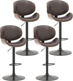 KCC Bar Stools Set of 4, Swivel Adjustable Height Barstools, PU Leather by KCC