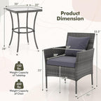 Tangkula 3-Piece Patio Furniture Set, PE Wicker Conversation Bistro Set w/A - Image 4