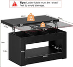 UNIQUITE 40" Lift Top Coffee Table, 4 in 1 Multi-Function Lift Coffee Tables - Image 2