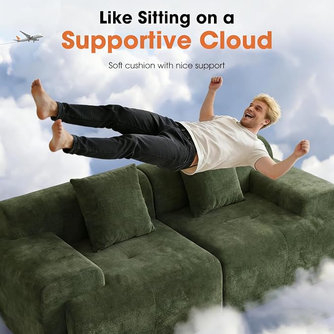 83.5" Boneless Loveseat with 2 Ottoman, Cloud Comfy Sofa Bed, Modular Sofa - Image 4