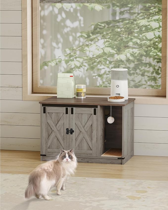 Hzuaneri Cat Litter Box Enclosure, Hidden Litter Box Cabinet Furniture - Image 8