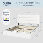 Allewie Queen Size Velvet Lift Up Storage Bed, Modern Wingback Headboard - Image 2