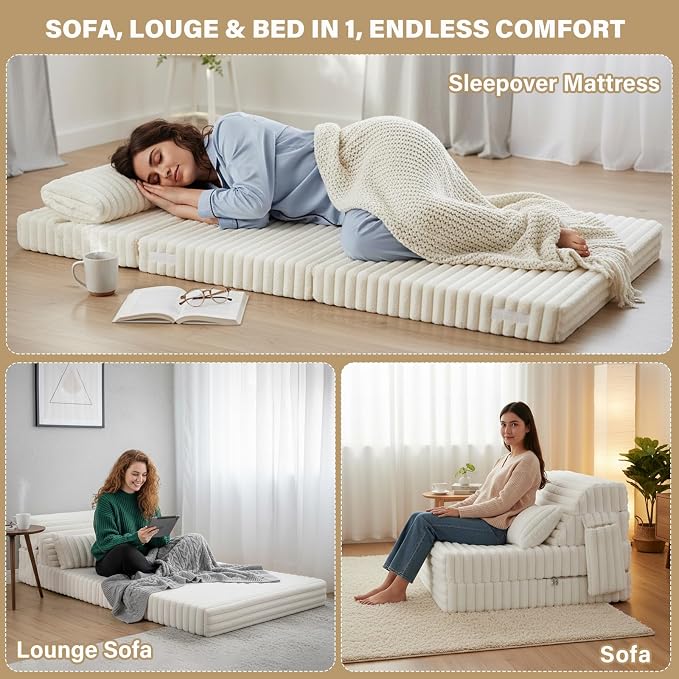 Tiita Folding Sofa Bed Twin Size, Convertible Sleeper Chair Mattress - Image 5