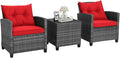 HAPPYGRILL 3 Pieces Patio Conversation Set, Outdoor Furniture Set PE Rattan by HAPPYGRILL
