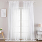 Chyhomenyc Extra Long White Sheer Curtains 102 Inches Long 2 Panels by Chyhomenyc