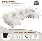ELUCHANG 150'' Modular Sectional Cloud Couch, Modern Comfy Chenille U Shaped - Image 2