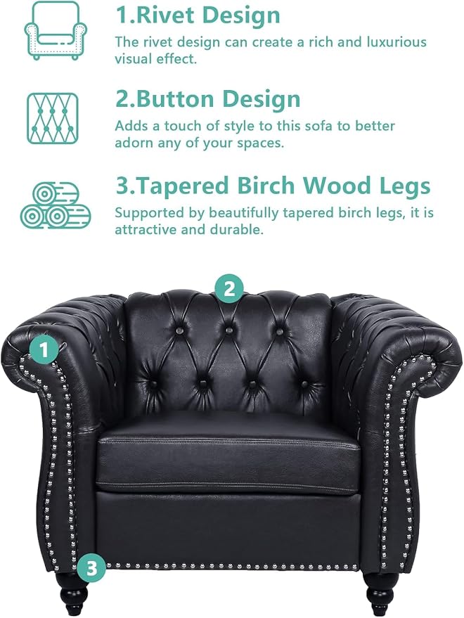 AVZEAR Leather Upholstered Armchair, Single Sofa Chair - Image 5
